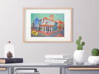 Singapore Art Poster of Joo Chiat Shophouses Colorful Heritage Street Painting, Unique Asia Travel Print Gift of Chinese Malay Architecture