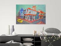 Impressionist Landscape Oil Painting of Colorful Singapore Shophouses - City Street Heritage Artwork - Beautiful Original Art for Home Decor