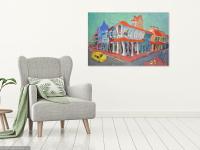 Impressionist Landscape Oil Painting of Colorful Singapore Shophouses - City Street Heritage Artwork - Beautiful Original Art for Home Decor