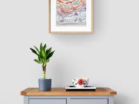 Taiwan original watercolor painting of Lukang Longshan Temple ceiling structures  -  architectural art - impressionist travel art