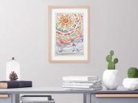 Taiwan original watercolor painting of Lukang Longshan Temple ceiling structures  -  architectural art - impressionist travel art