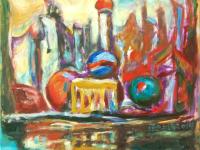 Shanghai Pudong - Art Print, Abstract Impressionist, China City, Colorful Painting, Surreal Landscape, Iconic Buildings, Architectural Art