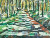 Forest Path - Serene, Green Trees, Landscape Oil Painting, Nature, Original Art, Japan Nakasendo Way, Hiking, Journey, Beautiful Hike, Zen