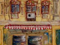 7 - Yellow impasto chinese shophouse oil painting at Singapore city heritage street of peranakan architecture in impressionist colors -SH7