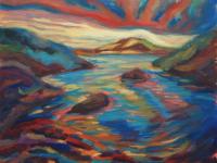 Kaleidoscope -Scottish Highlands, Surreal Painting, Seascape, Oil Painting, Colorful Landscape, Scotland Coast, Storm Clouds, Van Gogh Style