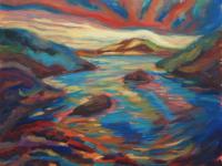 Kaleidoscope -Scottish Highlands, Surreal Painting, Seascape, Oil Painting, Colorful Landscape, Scotland Coast, Storm Clouds, Van Gogh Style