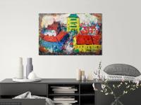 Singapore Shophouses Landscape Oil Painting Art with Bright Orange Rooftops - Impressionist Mood - Vibrant Home Decor - Unique Artwork