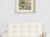 Indonesia Bali padi fields abstract landscape, impressionist original watercolour art, plein air artwork