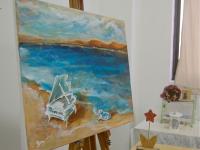 Piano Story Whimsical Music Art Painting - Dog Beach Impressionist Sea Landscape Fantasy - Blue Original Artwork Decor - Nature And Music