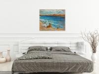 Piano Story Whimsical Music Art Painting - Dog Beach Impressionist Sea Landscape Fantasy - Blue Original Artwork Decor - Nature And Music