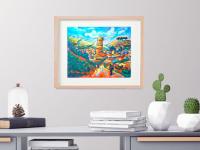 Camino de Santiago Art Prints 8x10" - Pilgrim Trail Landscape Wall Decor - Way of St James Art - Spain Travel Landscape Paintings - El Camino Gift