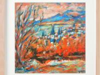 Icelandic Painting Art Prints A4 - Serene Reykjavik Iceland city pic w water reflections, clouds sunset and houses in impressionist pastel blue