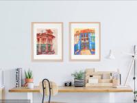 Singapore Art Poster of Joo Chiat Chinese Red Shophouse Vibrant Artwork, Asia Travel Heritage Print Gift