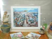 Reykjavik - Icelandic capital abstract cityscape watercolor painting art in dreamy abstract impressionist style