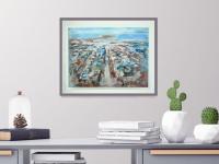 Reykjavik - Icelandic capital abstract cityscape watercolor painting art in dreamy abstract impressionist style