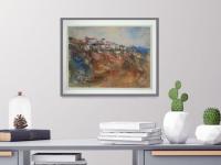 Spain Ronda Landscape Original Watercolor Painting - Spanish City Cliff Houses - Dramatic Artwork - Impressionist Style Scenic Travel Art