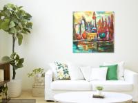 Shanghai Pudong - Art Print, Abstract Impressionist, China City, Colorful Painting, Surreal Landscape, Iconic Buildings, Architectural Art
