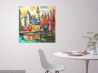 Shanghai Pudong - Art Print, Abstract Impressionist, China City, Colorful Painting, Surreal Landscape, Iconic Buildings, Architectural Art