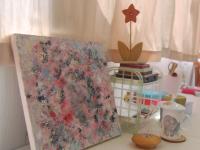 Snow Deep - abstract acrylic painting original canvas art in impressionist pastel rose pink hues, impasto textures, floral, cherry blossoms