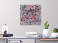Snow Deep - abstract acrylic painting original canvas art in impressionist pastel rose pink hues, impasto textures, floral, cherry blossoms
