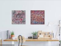 Snow Deep - abstract acrylic painting original canvas art in impressionist pastel rose pink hues, impasto textures, floral, cherry blossoms