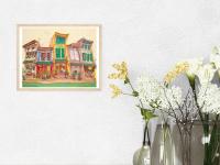 Singapore Signed Art Print of Spottiswoode Park Shophouses Vibrant Artwork, Asia Travel Poster Souvenir