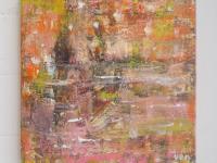 Starry -Abstract Impressionist Landscape Scenery Original Painting Fine Art, Night City, Acrylic, Monet Style, Pastel, Orange, Pink, Impasto