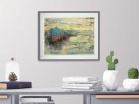 Sunny Side Up - Icelandic harbour sunset watercolor seascape painting art in abstract impressionist style