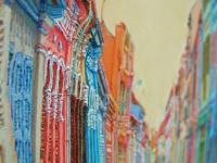 Original Singapore Shophouse Oil Painting, Everton Road Peranakan Art, Hand Painted Heritage Street Scene Canvas, Vibrant Asian Wall Art