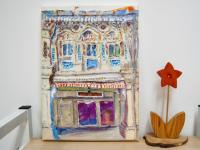 4 - White impasto chinese shophouse oil painting at Singapore city heritage street of peranakan architecture in impressionist colors -SH4