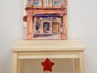 1 - Brick color impasto chinese shophouse oil painting at Singapore city heritage street of peranakan architecture in impressionist colors - SH1