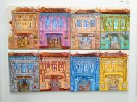 2 - Pink Peranakan Shophouse Oil Painting - Most Colorful and Picturesque Street in Singapore City - 8-Row Art Series - Singapore Gift -PH2