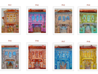 Chinese Shophouses Art Prints - Colourful Impressionist Paintings of Pretty Peranakan Houses - Singapore City Souvenirs