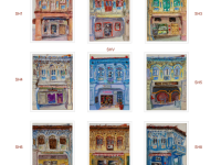 Chinese Shophouses Art Prints - Colourful Impressionist Paintings of Pretty Peranakan Houses - Singapore City Souvenirs