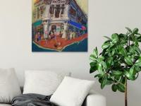 Singapore Corner Shophouse Landscape Oil Painting - City Street Heritage Artwork - Beautiful Cityscape - Original Art Decor