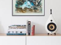 The Flying Mountain -abstract landscape original watercolor painting art Icelandic waterfall Barnafoss in atmospheric chinese painting style
