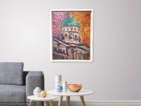 Silent Dome: Bright Impressionist Oil Painting - Singapore National Gallery - Original Architectural Artwork - Contemporary Urban Home Decor