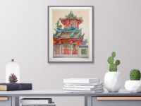 Singapore Chinese Temple Painting Art, Original Watercolor, Architectural Building, Historic, Heritage, Urban Sketcher, Plein Air, City Art