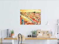 Cesky Krumlov Impressionist Landscape Painting - Original Art of European Czech River City - Historic Charm Home Decor - Whimsical Houses