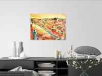 Cesky Krumlov Impressionist Landscape Painting - Original Art of European Czech River City - Historic Charm Home Decor - Whimsical Houses