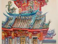 Singapore Chinese Temple Painting Art, Original Watercolor, Architectural Building, Historic, Heritage, Urban Sketcher, Plein Air, City Art