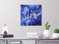 Winter Blooms -Blue Abstract Painting, Icelandic Nature, Snow Landscape, Original Art, Beautiful Oil Artwork, Impressionist Flowers, Seasons