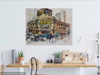 Yesteryear - Capitol Cinema Painting Art, original canvas artwork in abstract impressionist style of Singapore architectural landmark icon