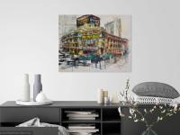 Yesteryear - Capitol Cinema Painting Art, original canvas artwork in abstract impressionist style of Singapore architectural landmark icon