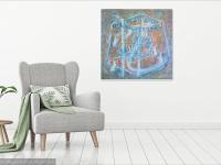 Yi Memory - abstract impressionist original acrylic painting fine art of whimsical heritage swing from artist's childhood dream in Singapore