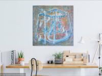 Yi Memory - abstract impressionist original acrylic painting fine art of whimsical heritage swing from artist's childhood dream in Singapore