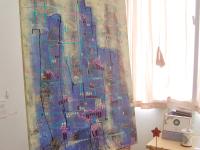 Whimsical Metropolis - Original Abstract Painting on Canvas - Surreal Art for Home Decor - Fantasy City Mood - Unique Cityscape - Blue Art
