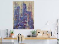 Whimsical Metropolis - Original Abstract Painting on Canvas - Surreal Art for Home Decor - Fantasy City Mood - Unique Cityscape - Blue Art