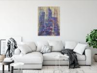 Whimsical Metropolis - Original Abstract Painting on Canvas - Surreal Art for Home Decor - Fantasy City Mood - Unique Cityscape - Blue Art