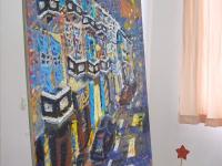 Chinatown Blues - Original Oil Canvas Painting of Singapore City - Impasto Van Gogh Style - Vibrant Heritage Street - Peranakan Shophouses